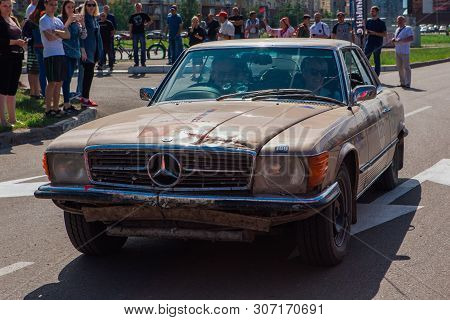 Novokuznetsk, Russia-june 14, 2019: The 7th Peking To Paris Motor Challenge 2019. Mercedes Benz 350 