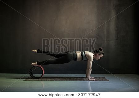 Woman Doing Push Ups Or Press Ups Exercise, Phalankasana