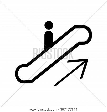 Vector Illustration Escalator Isolated On White Background. Modern Escalator Stairs Icon