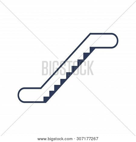 Vector Illustration Escalator Isolated On White Background. Modern Escalator Stairs Icon