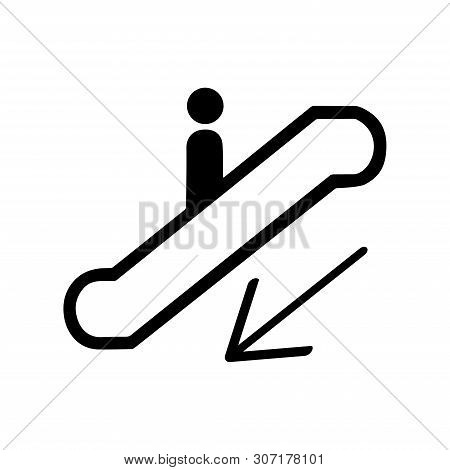 Vector Illustration Escalator Isolated On White Background. Modern Escalator Stairs Icon