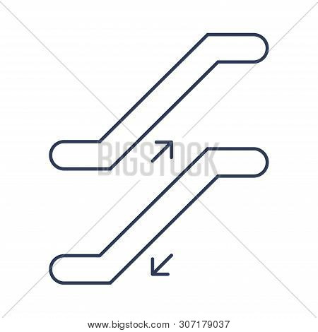 Vector Illustration Escalator Isolated On White Background. Modern Escalator Stairs Icon