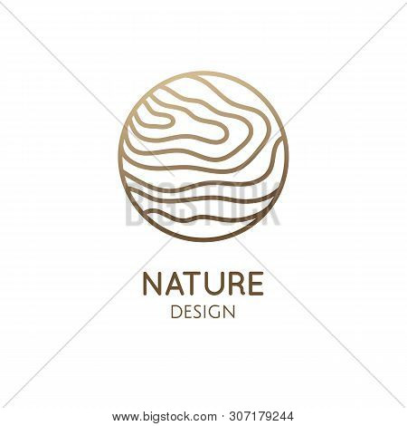 Waves Logo Template. Vector Round Icon Of Water Or Desert Landscape With Barkhans. Abstract Ornament