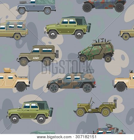Military Vehicle Vector Army Car And Armored Truck Or Armed Machine Illustration Set Of War Transpor