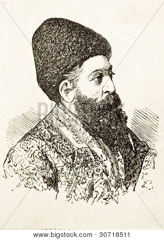 Ritratto di Jakub Chan, emiro dell'Afghanistan. Illustrazione da Alwin Zschiesche, pubblicato su 