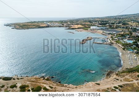 Turtle Beach With Turtles Aerial View Lara Beach, Cyprus From Above. Hidden Gem, Not Spoiled By Tour