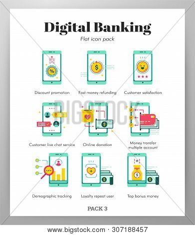 Digital Banking Vector Illustration In Flat Color Design