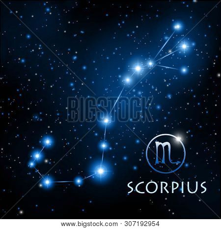 Abstract Space Background With Stars And Scorpion Constellation
