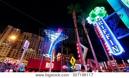 Las Vegas,NV/USA - Sep 12, 2018 : The Fremont Street in Las Vegas. The Fremont Street Experience is a pedestrian mall and attraction in downtown Las Vegas.