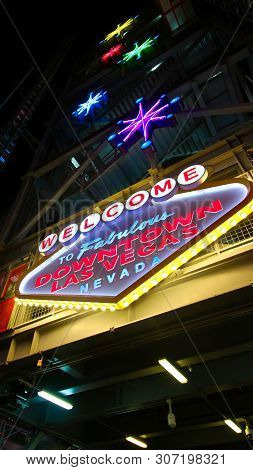 Las Vegas,NV/USA - Sep 12, 2018 : The Fremont Street in Las Vegas. The Fremont Street Experience is a pedestrian mall and attraction in downtown Las Vegas.