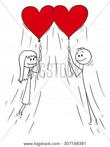 Vector Cartoon Stick Figure Drawing Conceptual Illustration Of Heterosexual Couple Of Man And Woman 