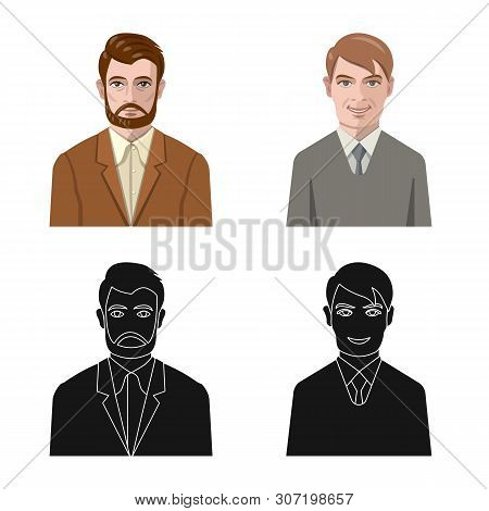 Vector Design Of Hairstyle And Profession Symbol. Set Of Hairstyle And Character Vector Icon For Sto
