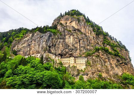 View Of Sumela Monastery At Mela Mountain In Turkey