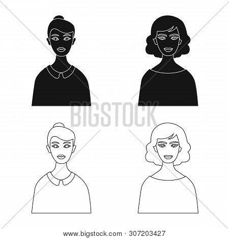 Vector Design Of Hairstyle And Profession Icon. Set Of Hairstyle And Character Vector Icon For Stock