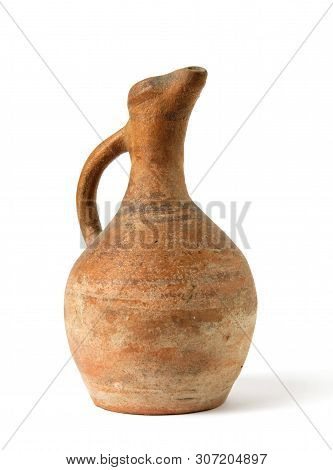 A Traditional Georgian Clay Wine Jug On A White Background, Isolated