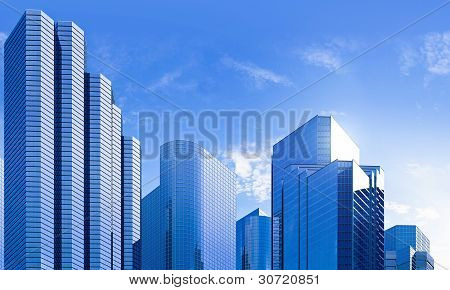 Horizonte de arranha-céu de vidro azul do Highrise