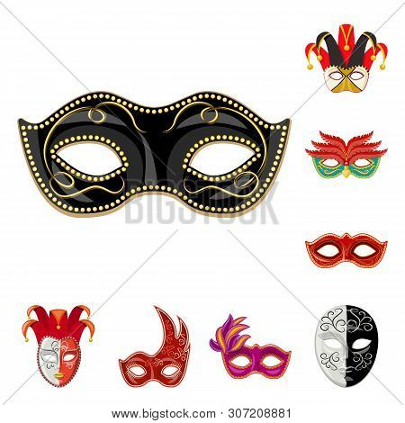 Vector Illustration Of Carnival And Theatrical Icon. Collection Of Carnival And Mystery Vector Icon 
