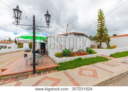 Guatavita,  Colombia June 16 Colonial Houses In The Historic Center Of Guatavita. This Village Was B