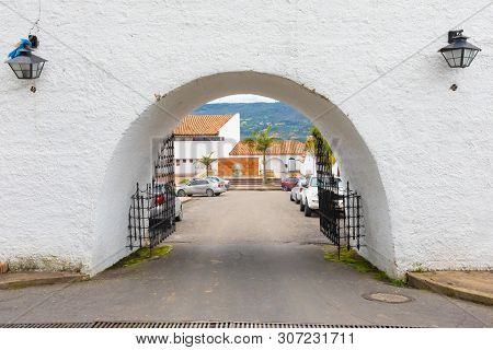 Guatavita,  Colombia June 16 Entrance Arch In Guatavita. This Entry Was Guarded By Spanish Soldiers 