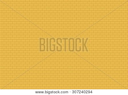 Gold Brick Wall Background. Yellow Bricks Texture Seamless Pattern Vector.