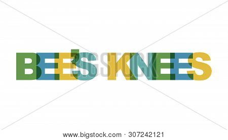 Bees Knees, Phrase Overlap Color No Transparency. Concept Of Simple Text For Typography Poster, Stic