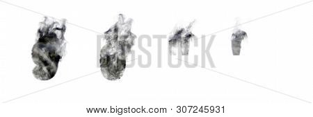 Magic Gothic Design Font, Numbers 9 And 0, Apostrophe And Quotations Marks Of Dense Smoke Isolated O