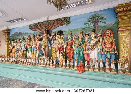 Kuala Lumpur, Malaysia. January 2019. View Inside The  Sri Mahamariamman Indu Temple