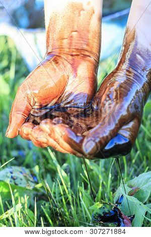 Concept Oil Production. The Path To The Destruction Of All Life On Earth. Have Toning. Close-up