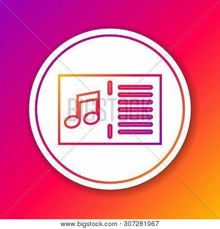 Color Music Book With Note Line Icon Isolated On Color Background. Music Sheet With Note Stave. Note
