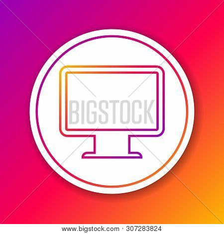 Color Computer Monitor Screen Line Icon Isolated On Color Background. Electronic Device. Front View.