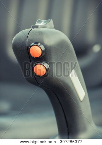Operating Control Panel With Buttons In Agricultural Or Industrial Machine Or Vehicle