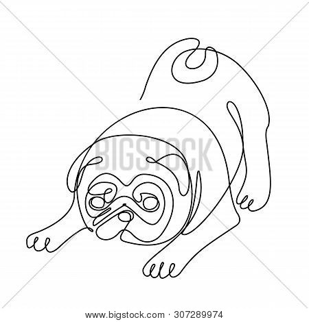 Pug Dog One Line Drawing Continuous Line