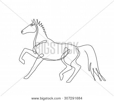 Walking Horse One Line Drawing Continuous Line
