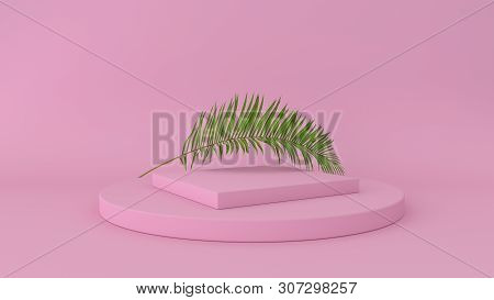 3d Abstract Background Render. Platform For Product Display. Interior Podium Place. Blank Decoration