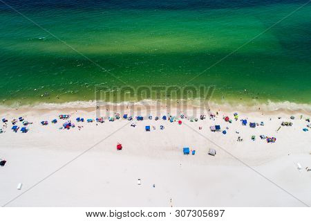 Aerial View Of Gulf Shores, Alabama Beach In Summer 2019