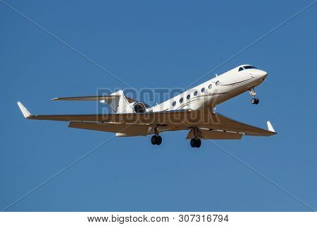 Moscow, Russia - April 03, 2019: Aircraft Gulfstream G550 D-agva Of Luxaviation Airline Going To Lan