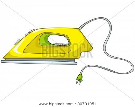 Cartoon casa Appliences Flat Iron isolato su sfondo bianco. Vector.