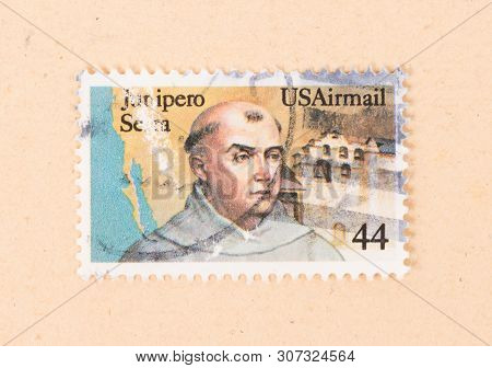 United States - Circa 1970: A Stamp Printed In The Usa Shows An Image Of Junipero Serra, Circa 1970