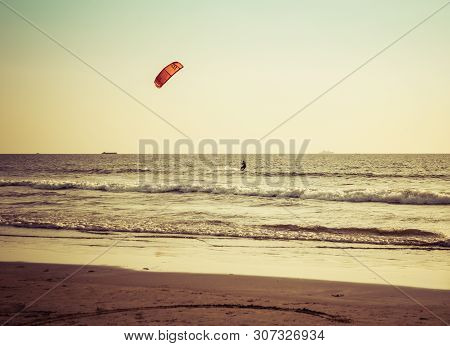 Goa, India - December 20, 2018: View Of The Morjim Beach. Beach Life