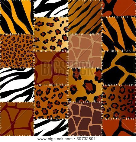 Patchwork Textile Pattern. Seamless Quilting Design Background.