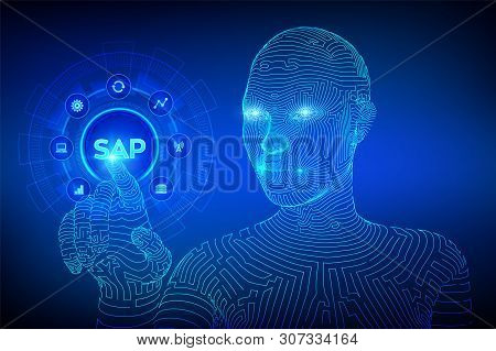 Sap Business Process Automation Software. Erp Enterprise Resources Planning System Concept On Virtua