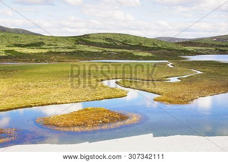 The River Orkla Source In The Oppdal Area , Norway