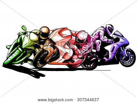 Vector Illustration Sport Superbike Motorcycle With Struments