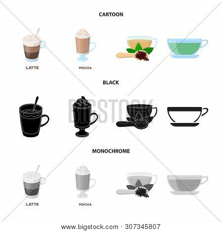 Vector Design Of Cup And Coffe Icon. Set Of Cup And Top Stock Symbol For Web.