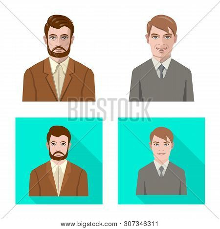 Vector Design Of Hairstyle And Profession Sign. Set Of Hairstyle And Character Stock Vector Illustra