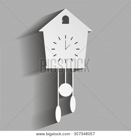 Vector Clock Icon With Cuckoo With Shadow Design. Home Appliances