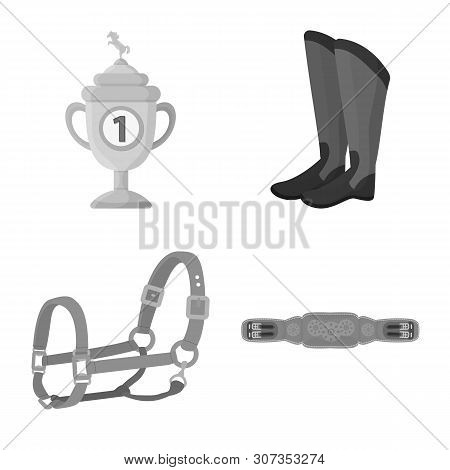 Vector Illustration Of Race And Horse Sign. Collection Of Race And Racing Stock Symbol For Web.