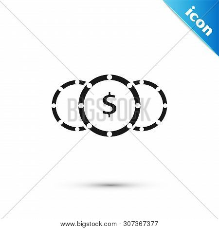 Black Coin Money With Dollar Symbol Icon Isolated On White Background. Banking Currency Sign. Cash S