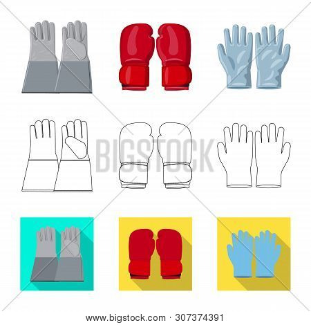 Vector Illustration Of Glove And Winter Symbol. Set Of Glove And Equipment Stock Vector Illustration