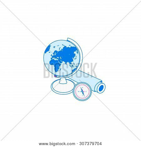 Isometric Geographical Icon Set. School Vector Objects Collection.